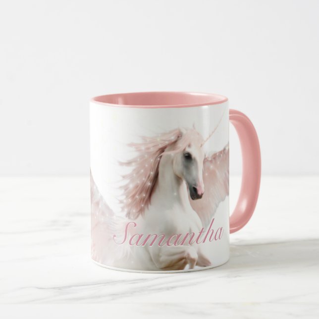 Horse Mad Girls Pink Pegasus Mug (Front Right)
