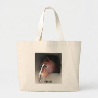 Horse Makes Raspberry Large Tote Bag