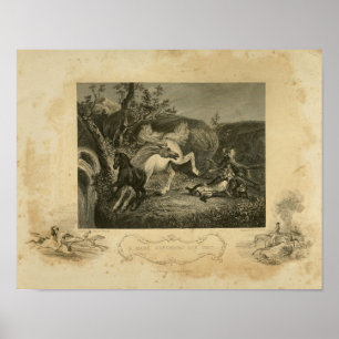 Horse Mare Defending Her Colt Art Vintage Print