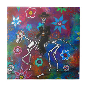 HORSE MARIACHI RIDER DIA DE LOS MUERTOS TILE