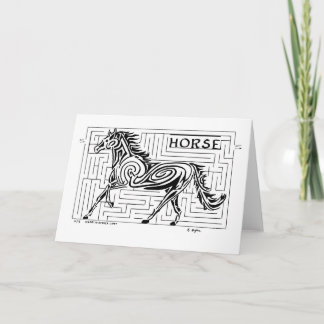 Horse Maze in the Tribal Art style Greeting Card