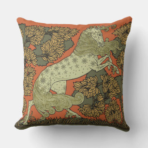 Horse Mediaeval Arts Crafts Art Nouveau  Cushion