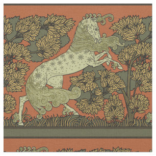 Horse Mediaeval Arts Crafts Art Nouveau  Fabric