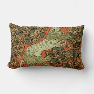 Horse Mediaeval Arts Crafts Art Nouveau  Lumbar Cushion