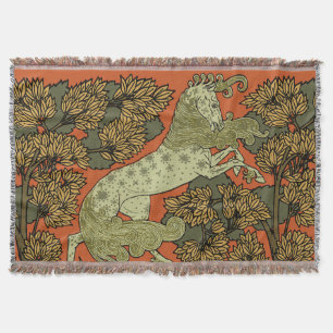Horse Mediaeval Arts Crafts Art Nouveau  Throw Blanket
