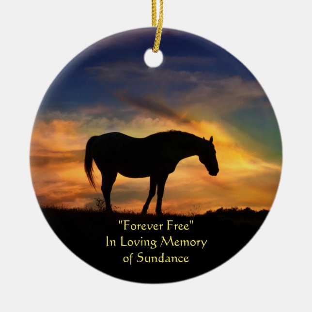 Horse Memorial  Ceramic Ornament (Front)