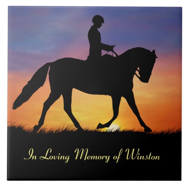 Horse Memorial Dressage Rider Custom Name Ceramic Tile (Front)
