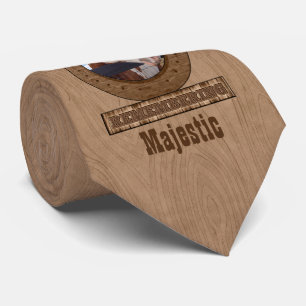 Horse Memorial Horseshoe Wood Look Photo Tie