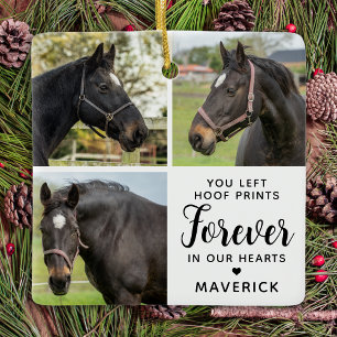 Horse Memorial Personalised 3 Pet Photo Collage Ceramic Ornament