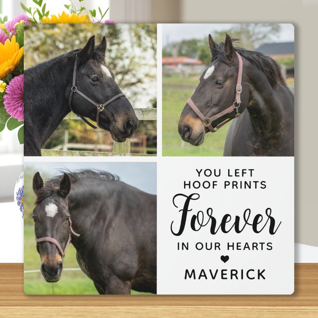 Horse Memorial Personalised 3 Pet Photo Collage Plaque (Creator Uploaded)
