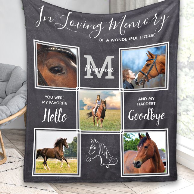 Horse Memorial Personalised 5 Picture Pet Loss Fleece Blanket (Creator Uploaded)