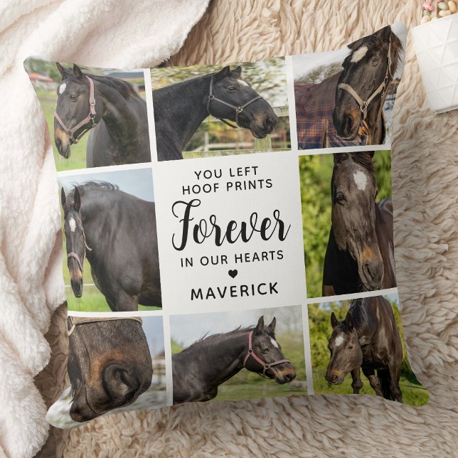 Horse Memorial Personalised Pet Photo Collage Cushion (Creator Uploaded)