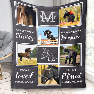 Horse Memorial Pet Loss Personalised 6 Picture Fleece Blanket