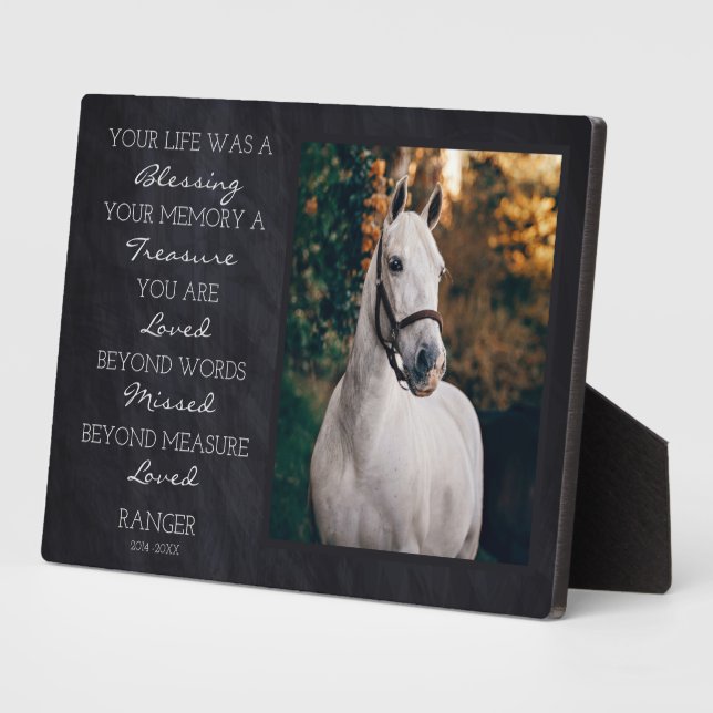 Horse Memorial Pet Loss Remembrance Horse Photo Plaque (Side)