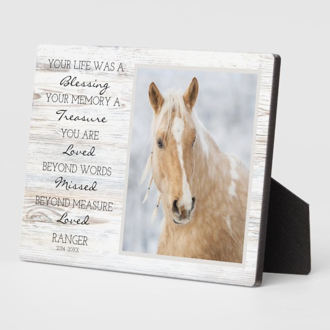 Horse Memorial Pet Loss Remembrance Horse Photo Plaque (Side)