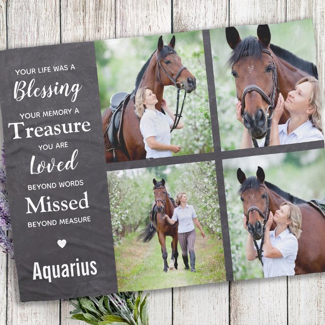 Horse Memorial Photo Collage Fleece Blanket (Creator Uploaded)