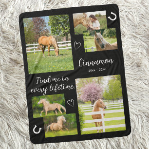 Horse Memorial Photo Collage Remembrance Sherpa Blanket