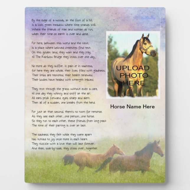 Horse Memorial Rainbow Bridge for Horse Customise Plaque (Front)