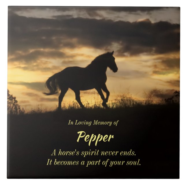 Horse Memorial Spirit with Name Ceramic Tile (Front)