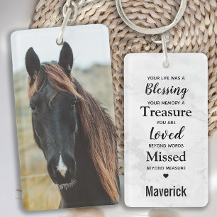Horse Memorial Sympathy Quote Equine Photo Key Ring