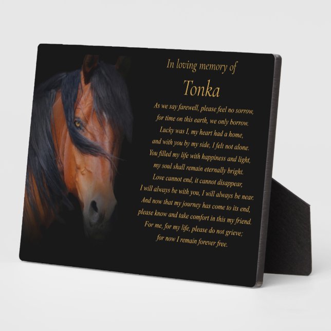 Horse Memorial Tribute Poem Custom Name Plaque (Side)