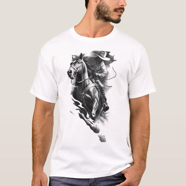 horse men t-shirt animals illustration horses engl (Front)