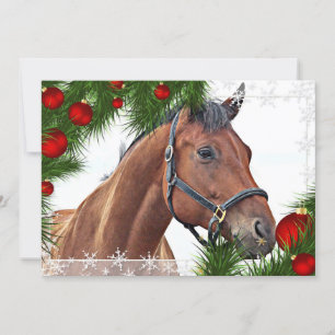 Horse Merry Christmas Equestrian Equine Cute Pony Holiday Card