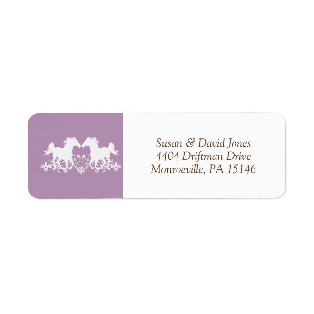 Horse modern silhouette floral return address label (Front)