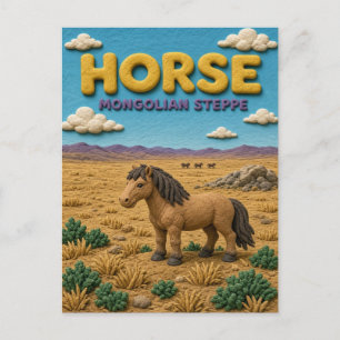 Horse Mongolian Steppe Modern KlayKoo Postcard