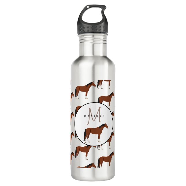 Horse Monogrammed School  710 Ml Water Bottle (Front)
