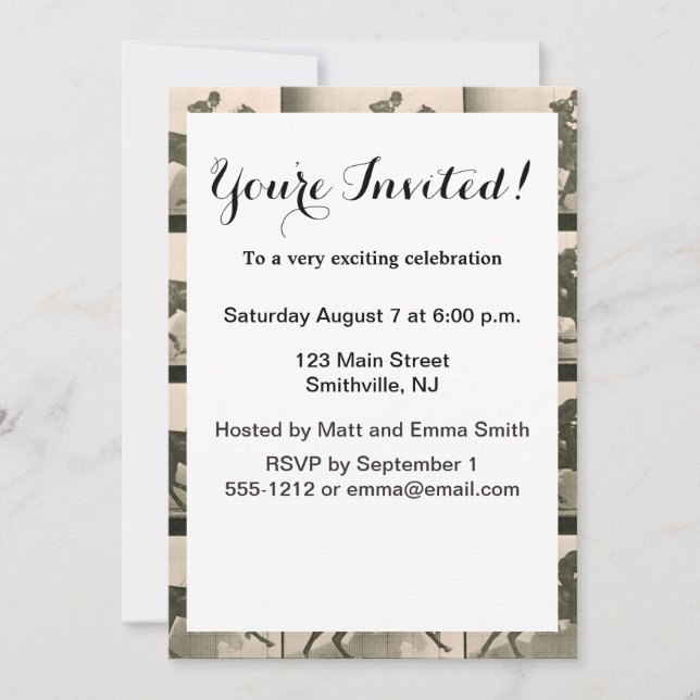 Horse Motion Vintage Photography Invitation (Front)