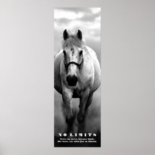Horse Motivational No Limits Artwork Black White Poster