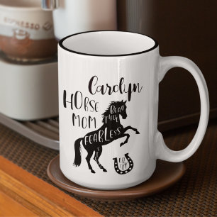 Horse Mum Beautful Fearless Strong Lucky Name Two-Tone Coffee Mug
