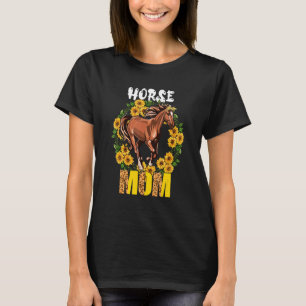 Horse Mum Cute Sunflowers Horse Bow Tie  Mother's  T-Shirt