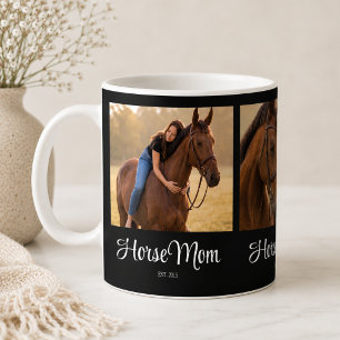 Horse Mum Established Script Black 3 Photo Coffee Mug