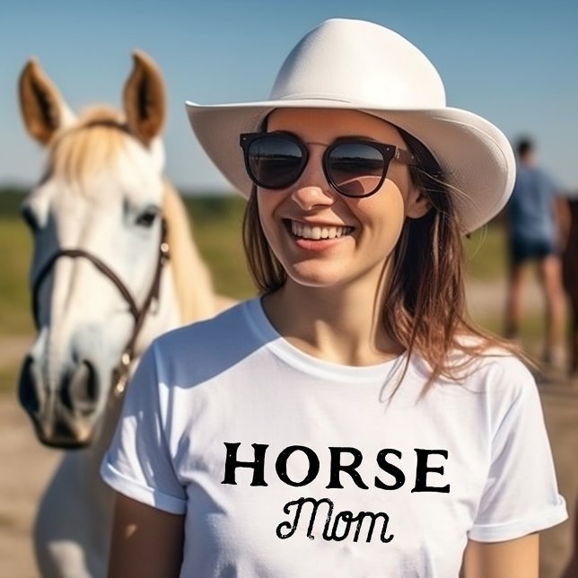 Horse Mum | Simple Cute Retro Script Equestrian T-Shirt (Creator Uploaded)