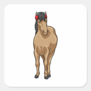 Horse Music Headphone Square Sticker