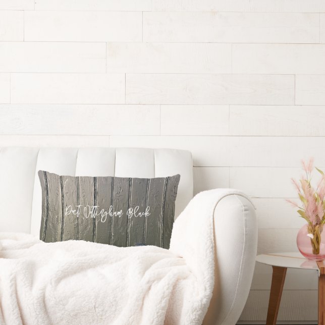 HORSE NAME Black Barn Door Photo Art Equestrian Lumbar Cushion (Couch)