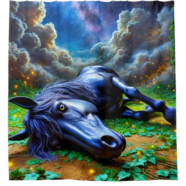 Horse Nap Shower Curtain (Front)