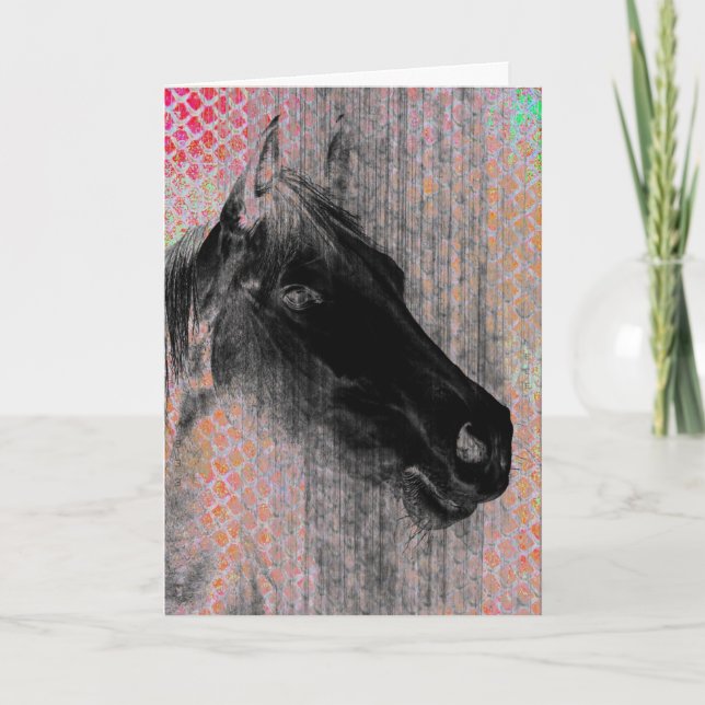 Horse Negative Colourful Birthday Card (Front)