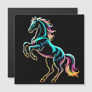 Horse Neon Light Glitch Retro Style