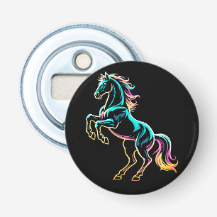 Horse Neon Light Glitch Retro Style Bottle Opener