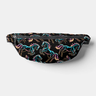 Horse Neon Light Glitch Retro Style Bum Bags