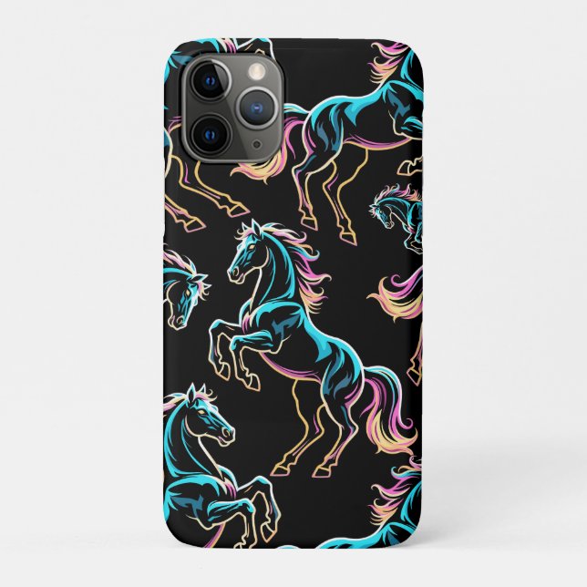 Horse Neon Light Glitch Retro Style Case-Mate iPhone Case (Back)