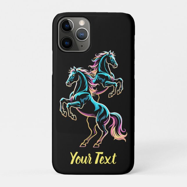 Horse Neon Light Glitch Retro Style Case-Mate iPhone Case (Back)