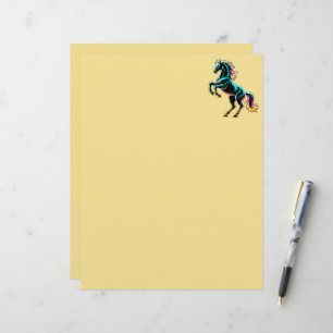 Horse Neon Light Glitch Retro Style Custom Letterhead