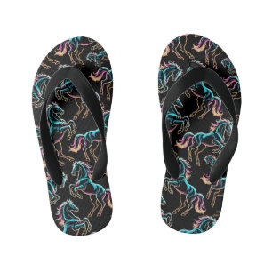 Horse Neon Light Glitch Retro Style Kid's Thongs