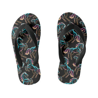 Horse Neon Light Glitch Retro Style Kid's Thongs