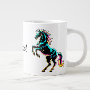 Horse Neon Light Glitch Retro Style Large Coffee Mug