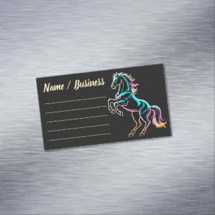 Horse Neon Light Glitch Retro Style Magnetic Business Card